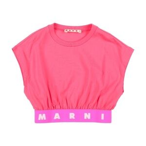 Marni Pink Cropped Tank with Logo Hem